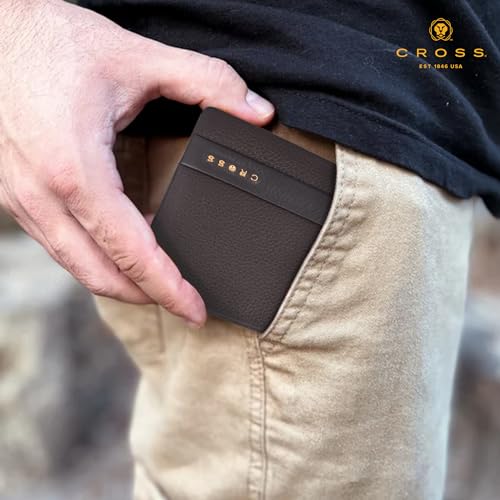 Cross Branded Wallet for Men Leather Original | Premium Slim Wallet for Men Stylish Money Bifold Genuine Leather Gents Purse with 6 Card Compartment Holder Slots - Navy