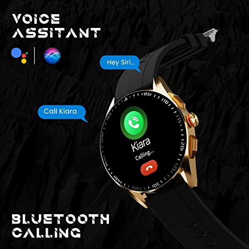 Fire-Boltt Invincible Plus 1.43" AMOLED Display Smartwatch with Bluetooth Calling, TWS Connection, 300+ Sports Modes, 110 in-Built Watch Faces, 4GB Storage & AI Voice Assistant (Gold Black)
