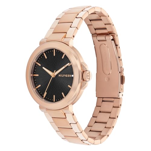 Tommy Hilfiger Lori Quartz Analog with Black Dial Gold Stainless Steel Strap Watch for Women - TH1782780