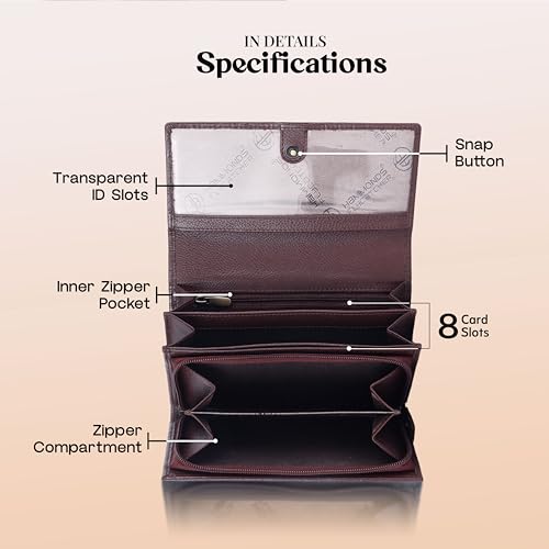 HAMMONDS FLYCATCHER Genuine Leather Wallet for Woman with 8 Card Slots - Clutch Purse for Women, Ladies Wallet for Women Stylish, Ladies Purse for Women Wallet - Croc Redwood