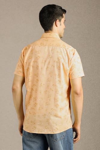 Men Yellow Slim Fit Print Half Sleeves Casual Shirt