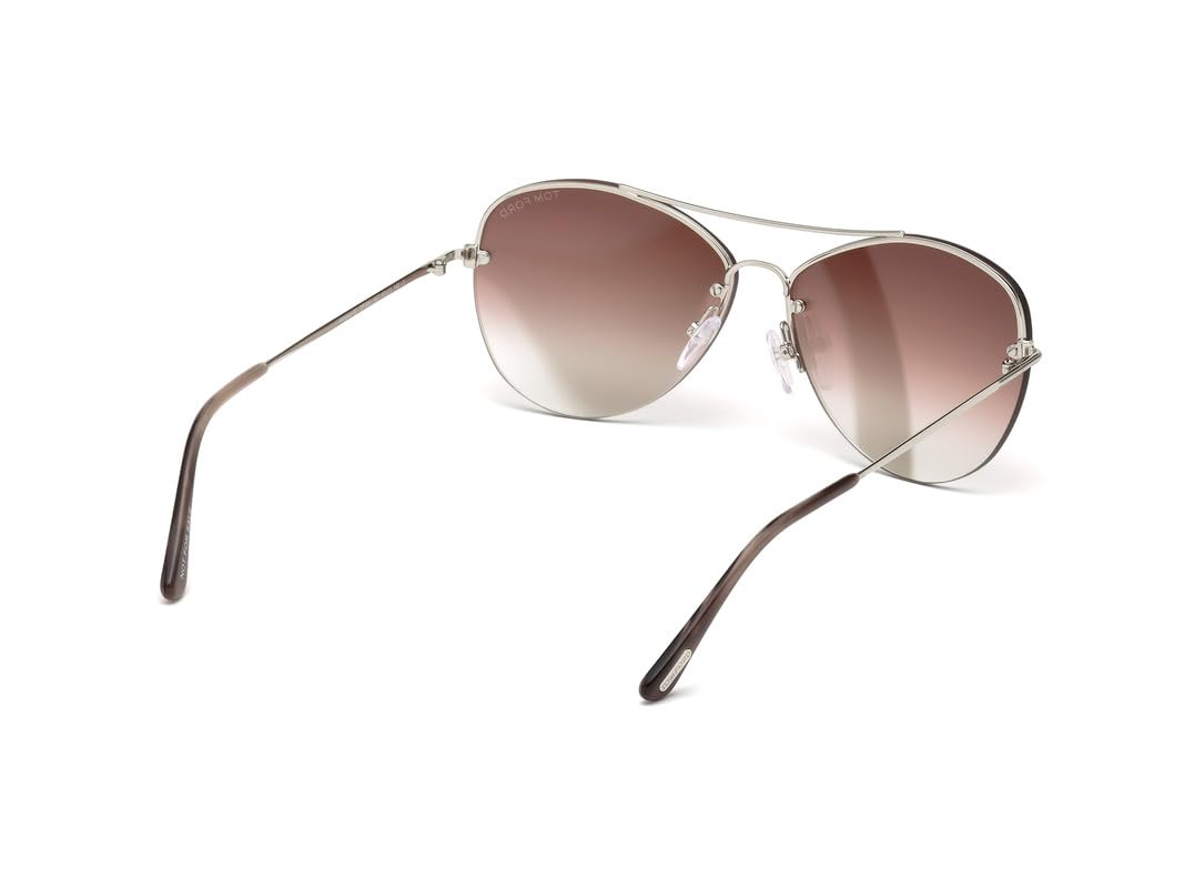 Tom Ford UV Protected Silver Aviator Half rim Sunglasses for Men - FT0566 60 18Z