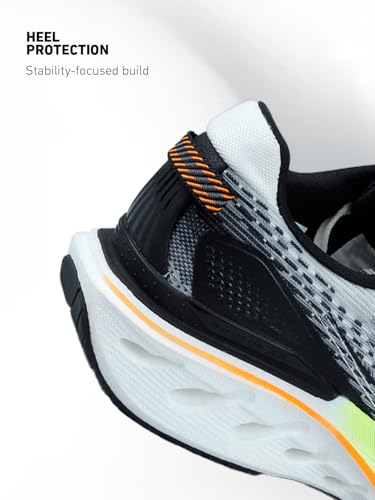 XTEP Mens Precision Hole Cushioning I Multi Grained Traction I Breathable Mesh I ACE + Reactive Coil Dual Tech Running Shoe I White/Black/Green