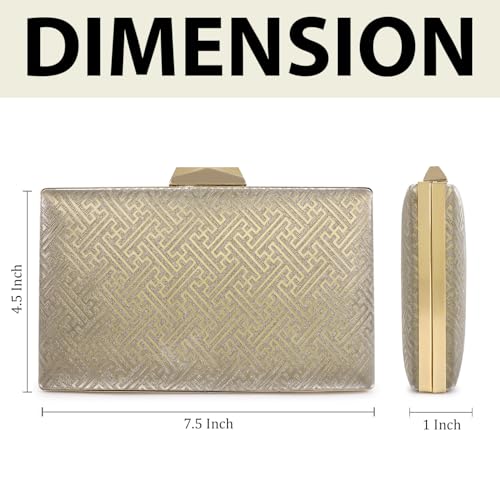 Crusset Women's Glitz Framed Clutch | Ladies Gold Purse Handbag with Detachable Chain Sling Strap CL20736 (1, Lite Gold1, Small)