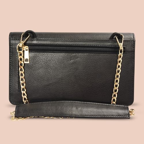 Lona Premium Minimalist Leather Clutch – Envelope Silhouette with Subtle Chain Detailing for Modern Elegance