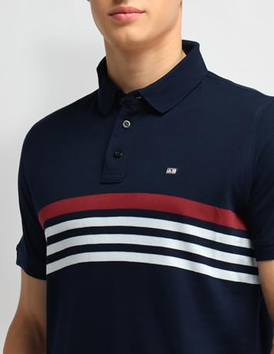 Arrow Sports Men's Striped Regular Fit Polo Shirt (ASAITS3170_Blue