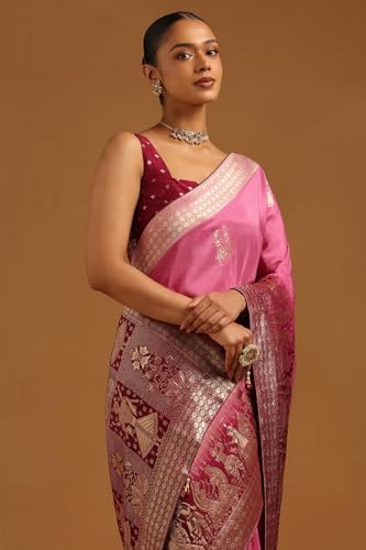Soch Womens Lavender Dola Silk Ethnic Motifs Zari Woven Saree