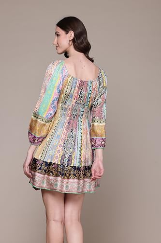 Label RITU KUMAR Multi Ethnic Stripes Short Dress Multicolour