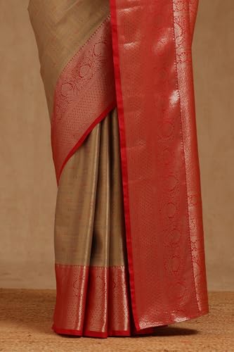Soch Womens Grey Silk Blend Zari Woven Saree