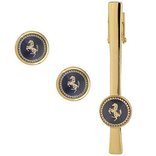 TRIPIN Cufflinks and TIE PIN Set for Men Silver and Black Colour for Office Corporate Party French Cuff Shirts Shirt Suit Blazer in A Gift Box (B06ZZH6NQG) (TSBPZGOLDSET1040)