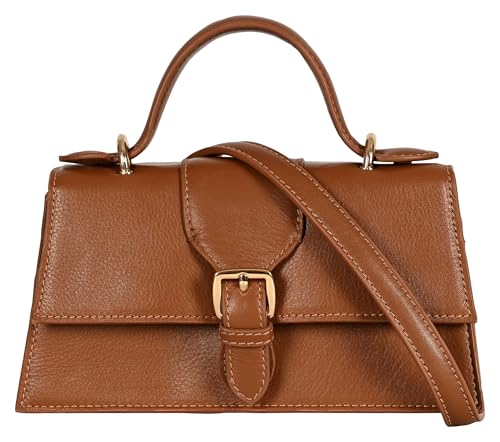 eske Eloise Genuine Leather Womens Satchel (Dark Tan)