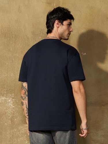 The Souled Store Linkin Park: The Band Men and Boys Short Sleeves Round Neck Black Graphic Printed Casual Lightweight Drop Shoulder Streetwear Trendy Oversized T-Shirt