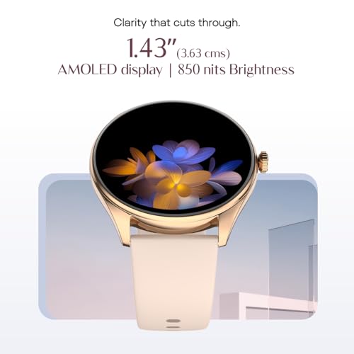 Noise Twist 2 Smart Watch with 1.43” AMOLED Screen, AI Search & Voice Assistant, Bluetooth Calling, Stainless Steel Back, 7-Day Battery, 100+ Watch Faces, Health Suite, IP68 (Rose Pink)