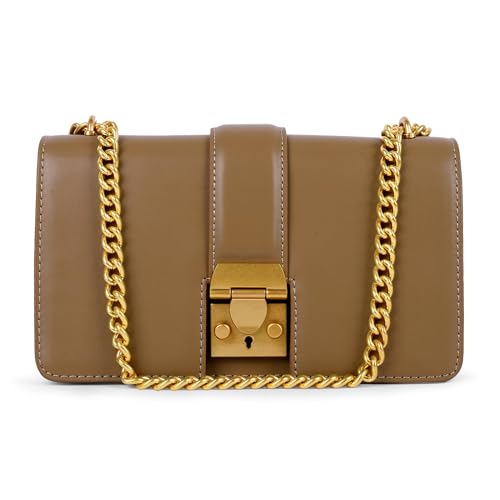 Miraggio Scarlet Solid Crossbody Bag with Convertable Sling/Shoulder Chain for Women (Taupe)