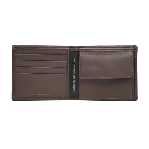 United Colors of Benetton Matera Men's 2-In-1 Leather Gift Set - Brown Non-Reversible Belt & Global Coin Wallet | Formal Essentials | Ideal For Gifting