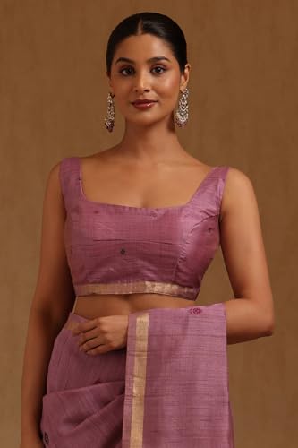 Soch Womens Purple Tussar Woven Designs Saree