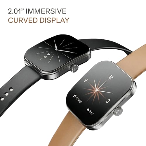 boAt Wave Sigma 3 Curv Smartwatch with 2.01” (5.33 cm) Immersive Curved Display, Metallic Finish, Functional Crown, BT Calling, Sleep, Stress, Heart Rate & SpO2 Monitoring, SOS, IP68(Timber Brown)