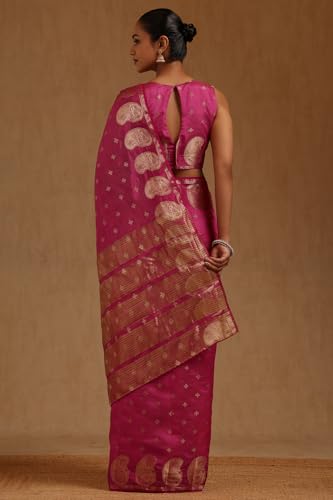 Soch Womens Fuchsia Art Silk Zari Woven Saree