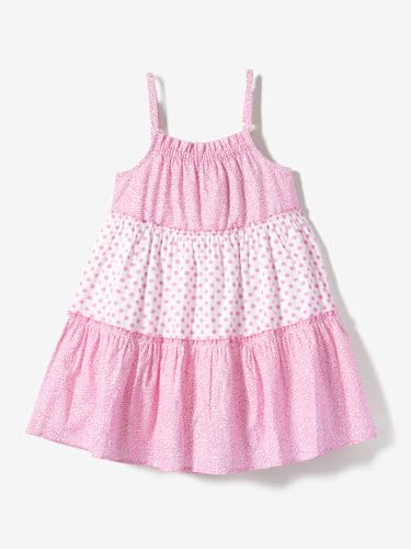 nauti nati Cotton Nautinati Girls' Printed Casual Dress Knee-Length NN321-518_Pink-White