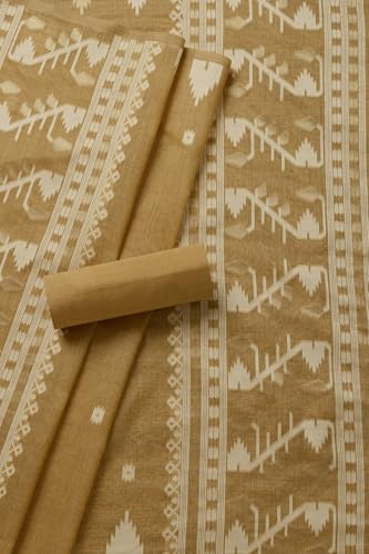 Soch Womens Mustard Chanderi Woven Design Unstitched Dress Material