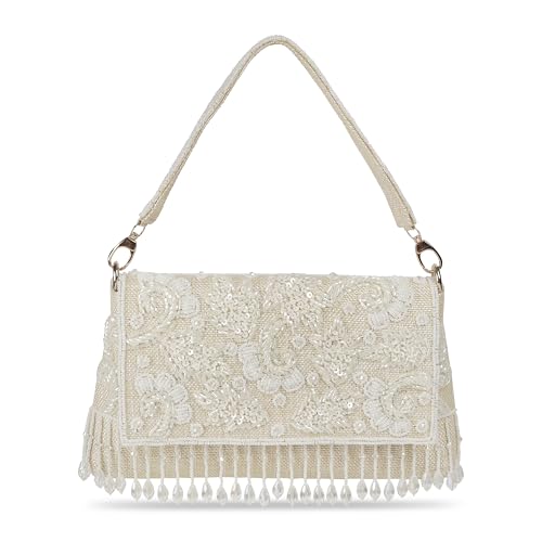 Metro Women's Gold Embellished Flap Clutch(38-163)