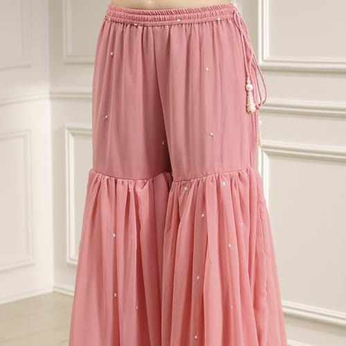 Biba Women Light Pink Cotton Silk Embroidered Straight Suit Set_40