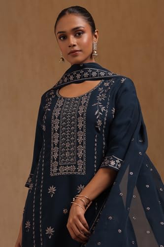 Soch Women's Organza Salwar Suit Set (OWA5CD22375_Blue