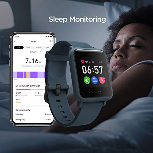 Amazfit Bip S Lite Smart Watch, 30 Days Battery Life, 150+ Watch Faces, Always-on Display, 30g Lightweight, 5 ATM Water Resistance, 8 Sports Modes (Oxford Blue)