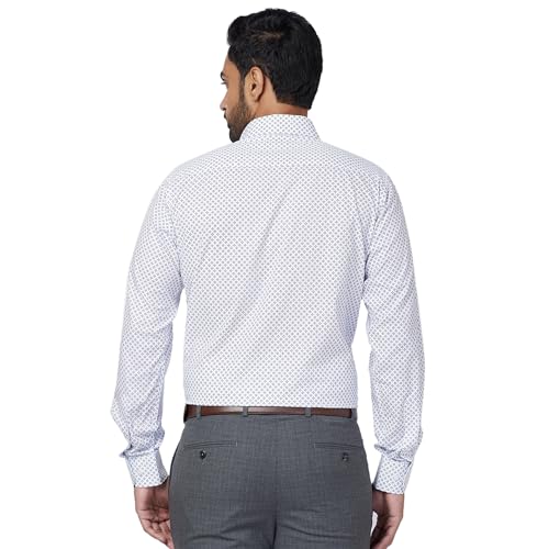 Raymond Men's Slim Fit Print Pattern Pure Cotton Semicutaway Collar Full Sleeve Formal Shirt (Size: 46)-RMSX12938-B4 Medium Blue