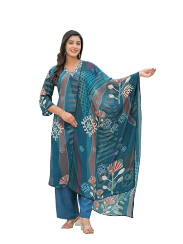 Divena Blue Pure Crepe Sigital Print Kurta Pant Set with Dupatta-DK2176