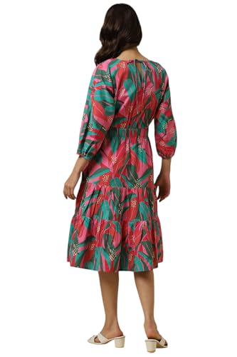 Allen Solly Women's Cotton Modern Knee-Length Dress (AHDRCRGFQ67749_Pink