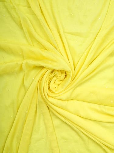 Ada Hand Embroidered Lucknowi Chikankari Unstitched Muslin Dress Material Suit Piece with Dupatta for Women with Zari Work 01A795829 Lemon