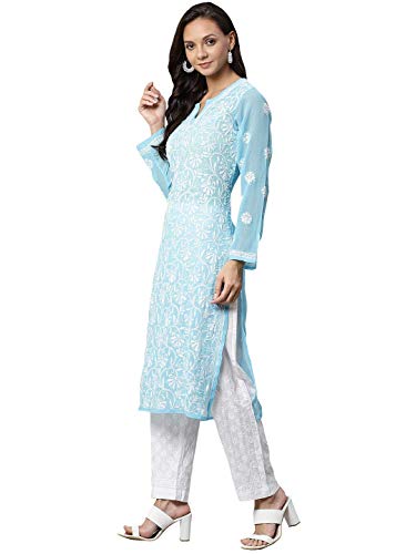 Ada Women's Cotton Kurta Set (L100398_Blue_Large)