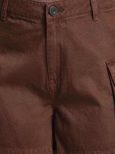 BENE KLEED Shorts for Women|Women Chocolate Brown High Rise Solid Cargo Shorts | 100% Cotton Trendy and Comfortable