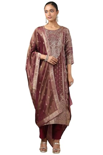 Soch Women's Dola Silk Salwar Suit Set (EWS5CD21718_Rust