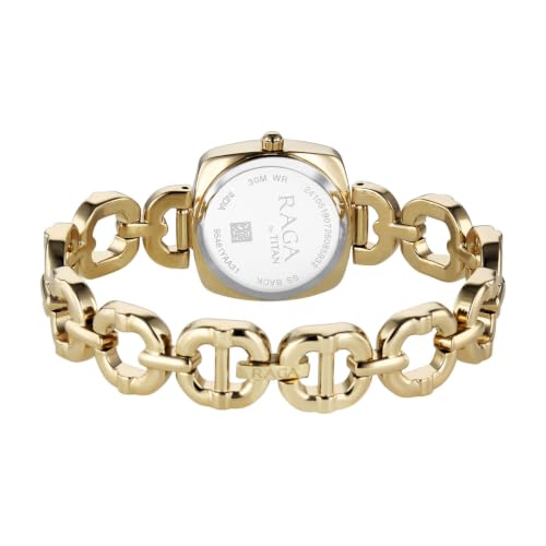 Raga Showstopper 5.0 Quartz 3 Hands Shaped White MOP Dial, Gold Strap Watch for Women - 95481YM01