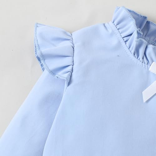 Hopscotch Girls Full Sleeves Blue 2-Pc Bow Applique Blouse & Skirt For Ages (3-4 Years)