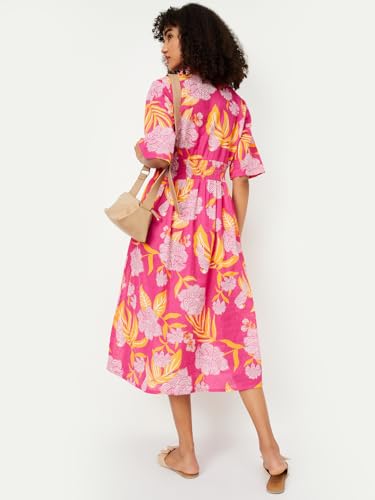 Max Women's Cotton A-Line Midi Dress (TS56004_Multi Multicolour