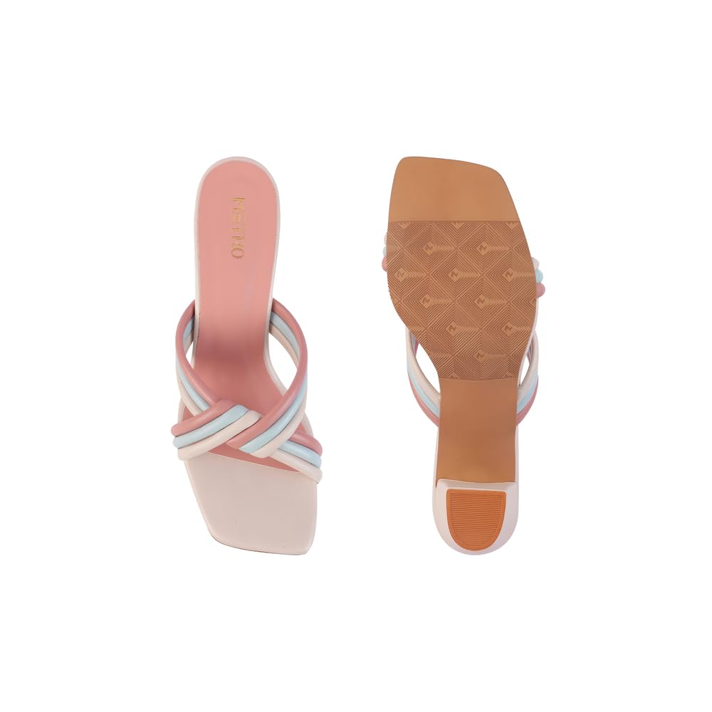 Metro Women Beige Block Heel Fashion Sandal UK/7 EU/40 (40-236)