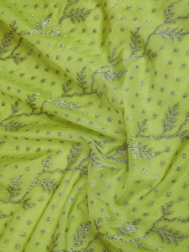Kalyan Silks Black & Silver Buttas Yellowish Green Saree