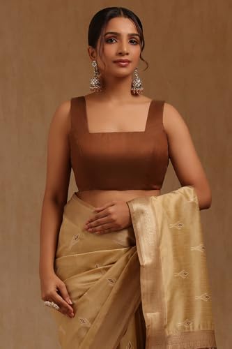 Soch Womens Beige Tussar Woven Design Saree