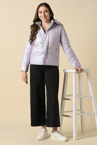 Women Lilac Solid Casual Jacket