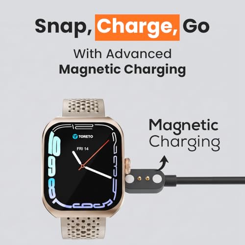 Toreto Eclipz Arc Smartwatch with 1.81" IPS Display, Bluetooth Calling, IP67 Water Resistance, 22mm Silicone Strap, 12-Day Battery, iOS & Android Compatible (Arctic Silver)