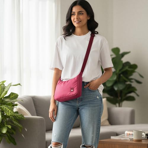 DailyObjects Women and Girls Cardinal Love March Crossbody Sling Bag / | Single Spacious Compartment | Slip Pocket|Wide & Adjustable Shoulder Strap| Leather Puller | Stylish Regular, Pink