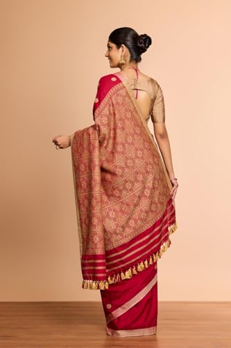 Taneira Women Light Red Assam Woven Pure Eri Saree With Unstitched Blouse Piece (SAPH01AC0019-Light Red)