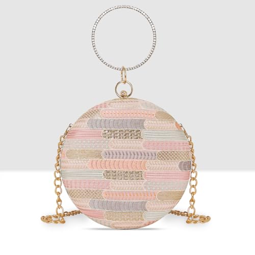 ESBEDA Blush Pastel Weave Clutch For Womens