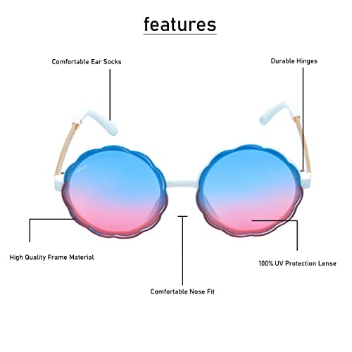 SPIKY Round Sunglass For Unisex With Protective Case Classic UV Protected Stylish Plastic Sunglasses Goggle Eyewear For Kids Girls and Boys - (White Mix) - (Pack of 1)