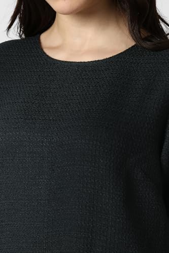 Van Heusen Women's Polyester Modern Above The Knee Dress (VWDRFRGFE55904_Black