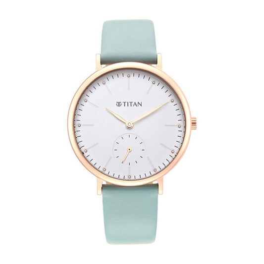 Titan Women Metal Analog White Dial Watch-95142Wl01/Np95142Wl01, Band Color-Blue