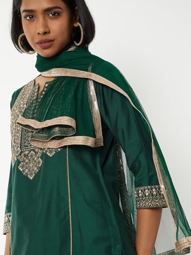 Max Women Embroidered Staright Kurta Set (Green_XXL)